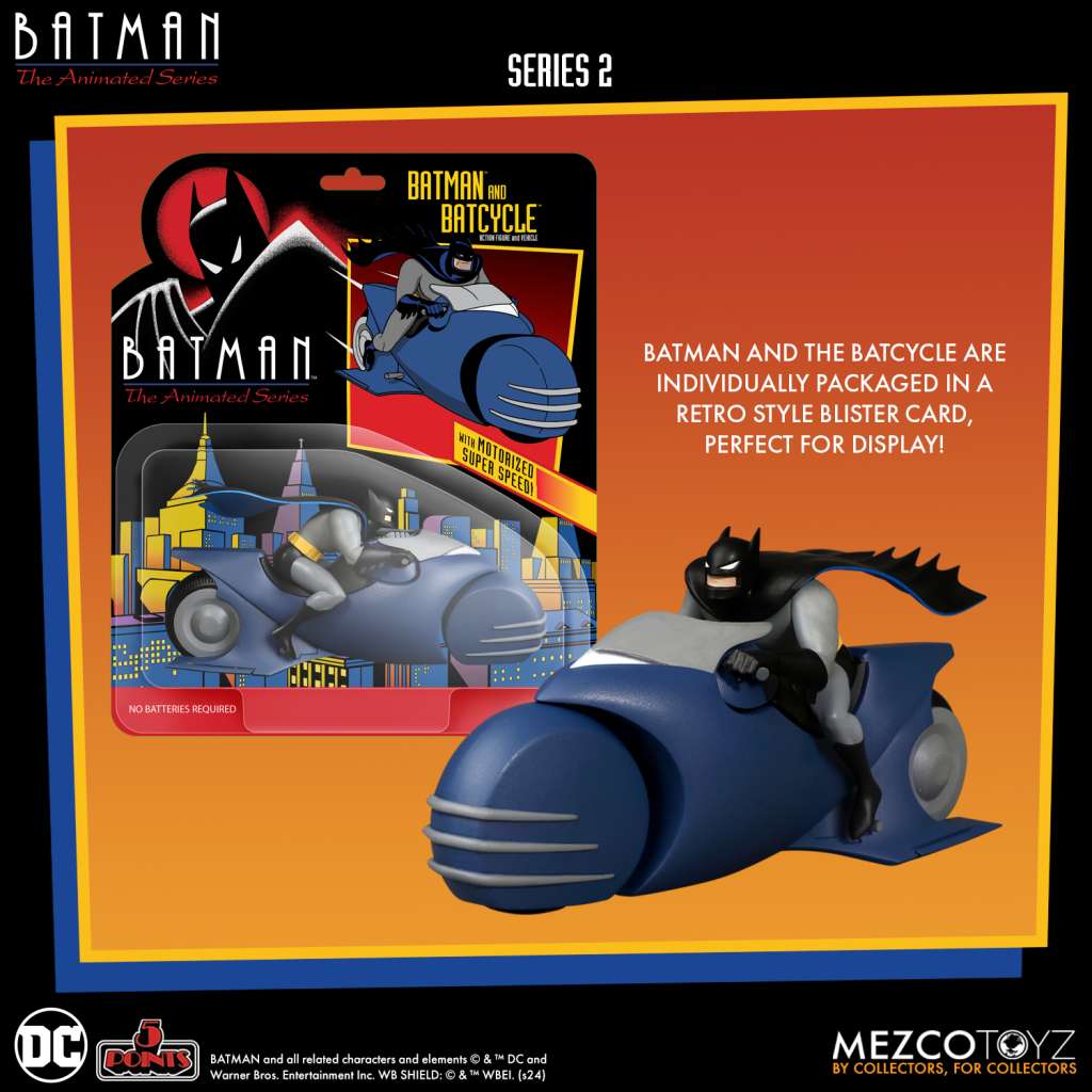 5 Points Batman: The Animated Series Series 2 Batman & Batcycle Action Figure Mezco Toyz