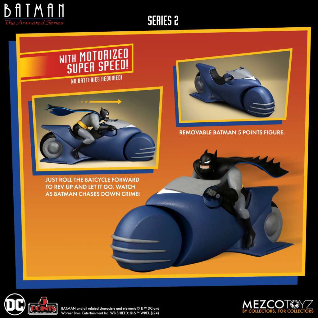 5 Points Batman: The Animated Series Series 2 Batman & Batcycle Action Figure Mezco Toyz
