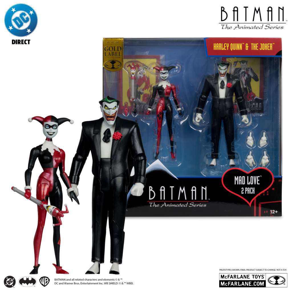 DC Direct Batman: The Animated Series Harley Quinn & The Joker Mad Love 2 Pach Action Figures Gold Label 17 cm McFarlane Toys