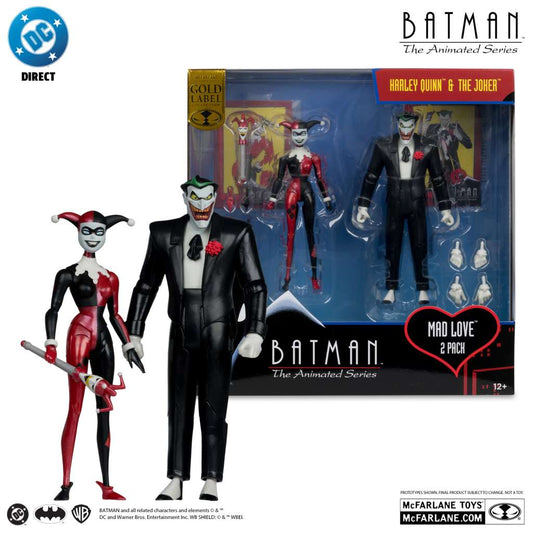 DC Direct Batman: The Animated Series Harley Quinn & The Joker Mad Love 2 Pach Action Figures Gold Label 17 cm McFarlane Toys